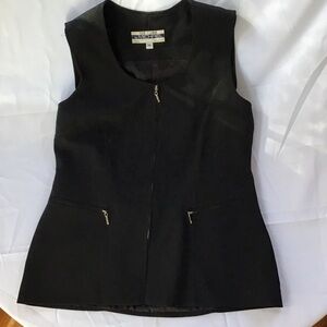 Vintage Black Women's Vest with Zippered Pockets